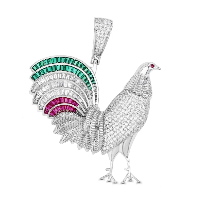 Don't Miss These Dazzling Jewelry Discounts Luxe Layers Sterling Silver Cubic Zirconia 58X47MM Rooster Pendant. Chain Not Included Don't Miss These Dazzling Jewelry Discounts Luxe Layers Sterling Silver Cubic Zirconia 58X47MM Rooster Pendant. Chain Not Included