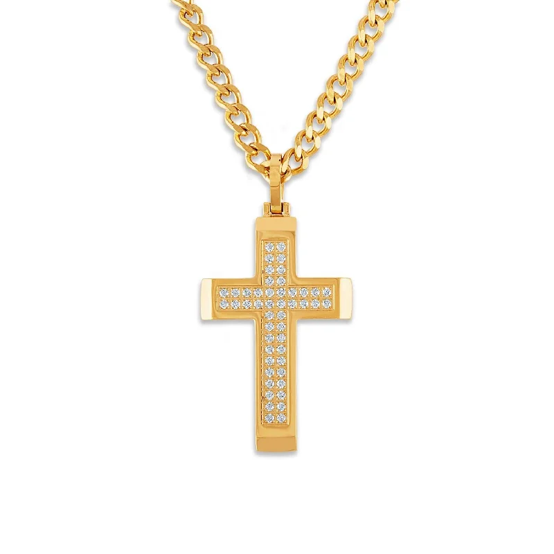Special Sale On Handcrafted Jewelry – Shop Today Luxe Layers Yellow Stainless Steel and Cubic Zirconia 24-inch Cross Pendant Special Sale On Handcrafted Jewelry – Shop Today Luxe Layers Yellow Stainless Steel and Cubic Zirconia 24-inch Cross Pendant