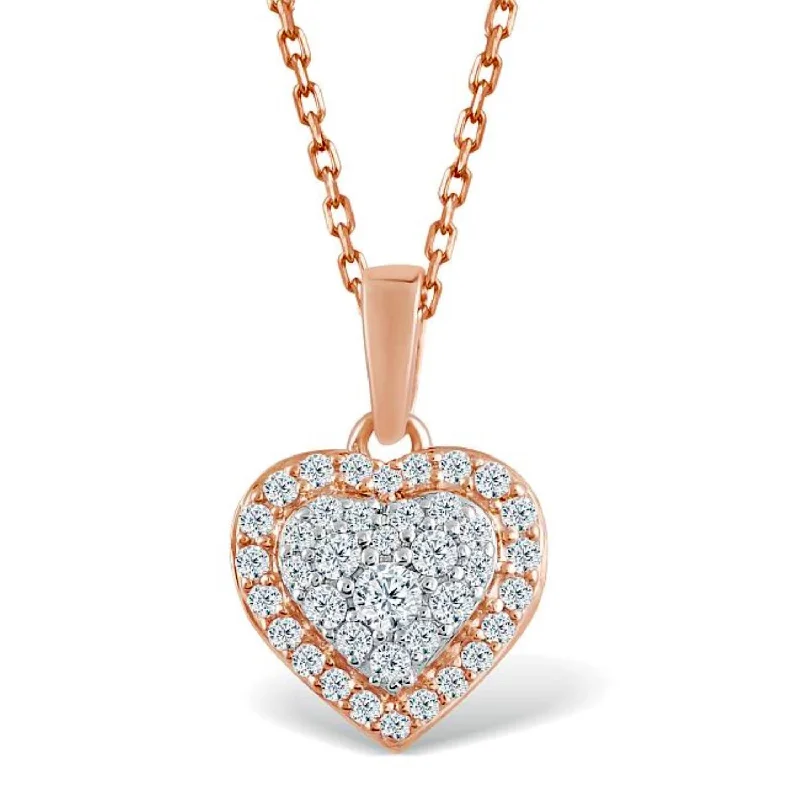 Big Discounts On Elegant Jewelry Collections Red Hot Deal 1/4 CTW Diamond Heart 18-inch Pendant in 10KT Rose Gold