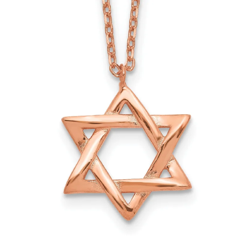Get The Jewelry You Love At A Price You Love Rose Gold Plated Sterling Silver 16.5-inch Star Of David Necklace