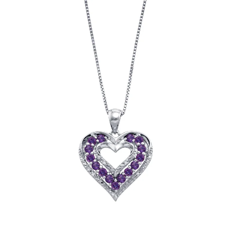 Don't Miss Our Biggest Jewelry Sale Of The Season Round Amethyst and Amethyst Heart 18-inch Pendant in Sterling Silver Don't Miss Our Biggest Jewelry Sale Of The Season Round Amethyst and Amethyst Heart 18-inch Pendant in Sterling Silver