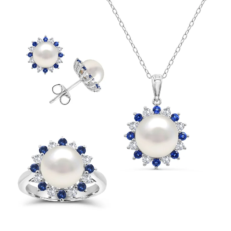 Exclusive Online Discounts On Stylish Jewelry Round Pearl and Sapphire Box Set 18-inch Pendant in Sterling Silver Exclusive Online Discounts On Stylish Jewelry Round Pearl and Sapphire Box Set 18-inch Pendant in Sterling Silver