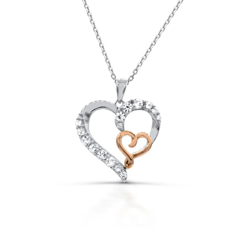 Discounted Jewelry For A Glamorous Look Round White Sapphire Heart Eternal Romance 18-inch Pendant in Sterling Silver Discounted Jewelry For A Glamorous Look Round White Sapphire Heart Eternal Romance 18-inch Pendant in Sterling Silver