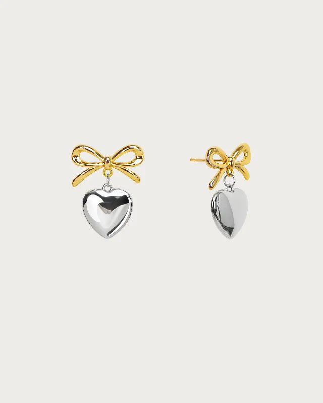 Get The Jewelry You Love At A Price You Love Mixed Metal Ribbon Heart Earrings