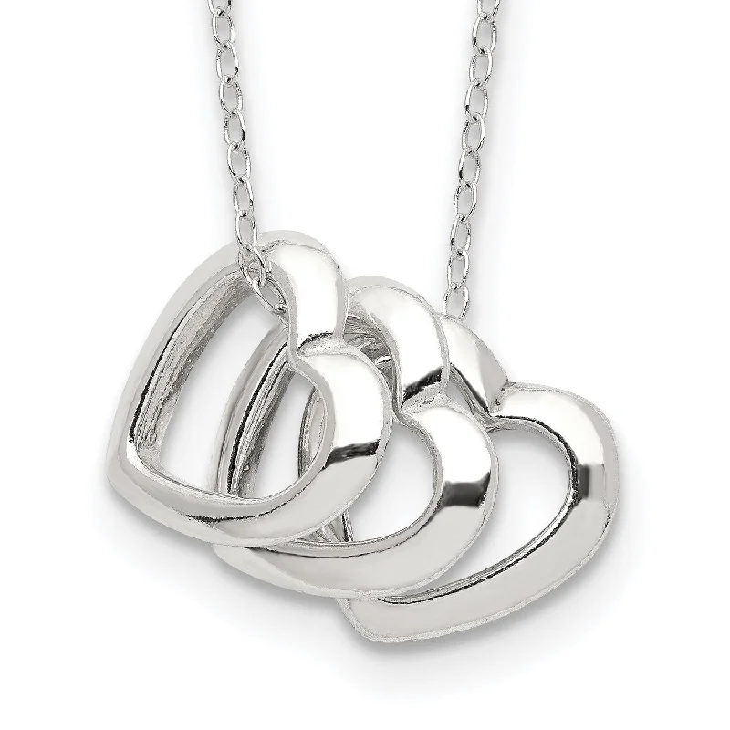 Trending Jewelry Now At Unbeatable Prices Triple Heart Sterling Silver 18-inch Lobster Necklace