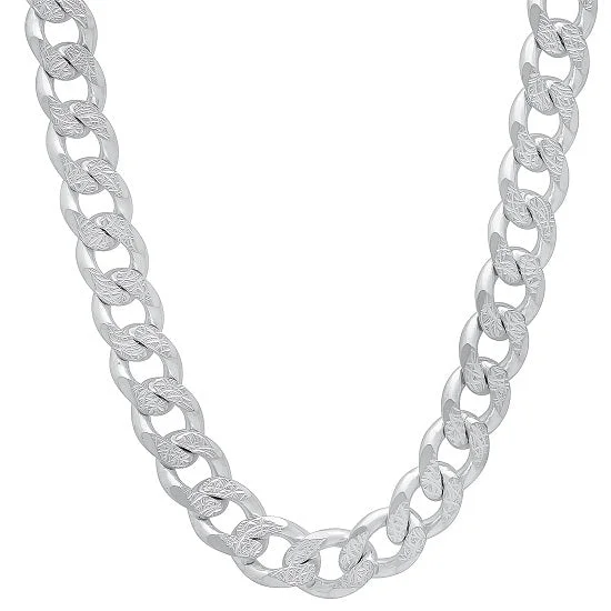 Fashion-Forward Geometric Jewelry For Contemporary Style Sterling Silver 30-inch 9.3MM Curb Pave Chain Fashion-Forward Geometric Jewelry For Contemporary Style Sterling Silver 30-inch 9.3MM Curb Pave Chain