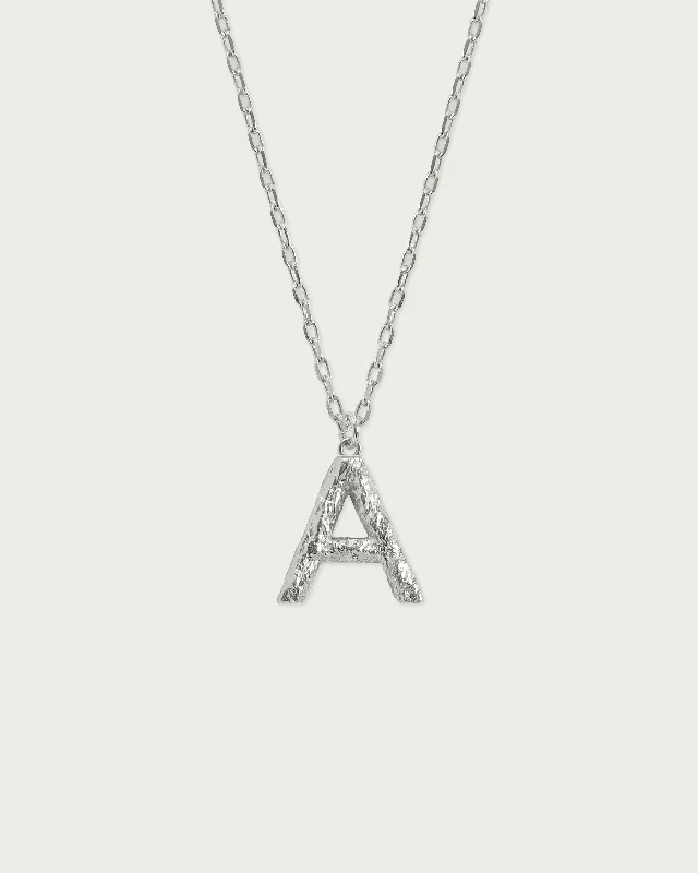 Limited-Time Offer On Premium Jewelry Collections Textured Initial Necklace in Silver Limited-Time Offer On Premium Jewelry Collections Textured Initial Necklace in Silver