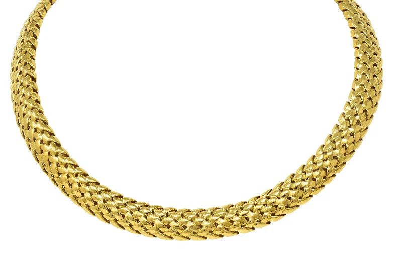 Handcrafted Beauty At Affordable Prices Tiffany & Co. 1995 18 Karat Yellow Gold Vintage Woven Vannerie Collar Necklace
