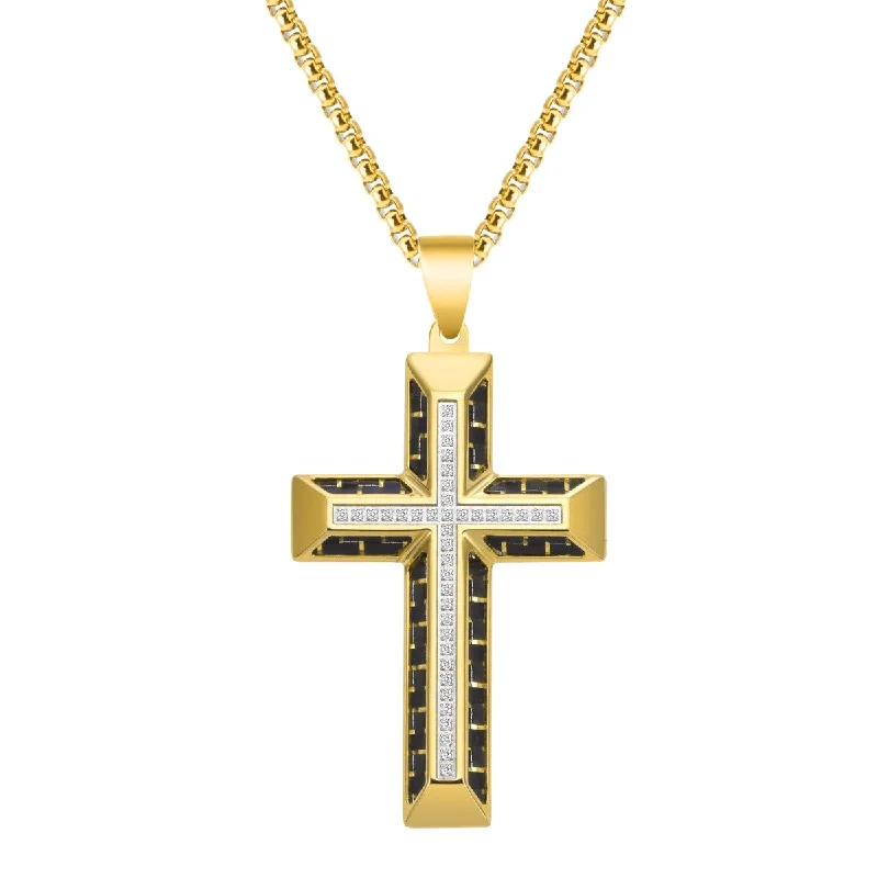 Must-Have Jewelry Pieces At Reduced Prices Titán by Adrian Gonzalez Yellow Stainless Steel 1/5 CTW Diamond 32X48MM 24-inch Carbon Fiber Cross Pendant Must-Have Jewelry Pieces At Reduced Prices Titán by Adrian Gonzalez Yellow Stainless Steel 1/5 CTW Diamond 32X48MM 24-inch Carbon Fiber Cross Pendant