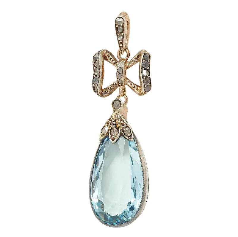 Buy More, Save More On Stunning Jewelry Designs Victorian 7.50 CTW Aquamarine Diamond 14 Karat Gold Silver Antique Bow Pendant Buy More, Save More On Stunning Jewelry Designs Victorian 7.50 CTW Aquamarine Diamond 14 Karat Gold Silver Antique Bow Pendant