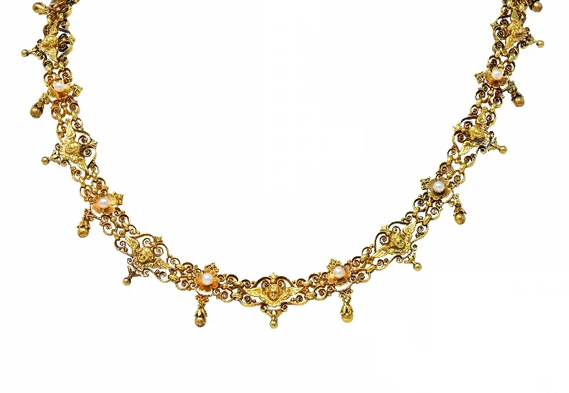 Sparkle For Less – Shop Our Limited-Time Jewelry Deals Victorian Neoclassical Pearl 14 Karat Yellow Gold Antique Cherub Fringe Necklace Sparkle For Less – Shop Our Limited-Time Jewelry Deals Victorian Neoclassical Pearl 14 Karat Yellow Gold Antique Cherub Fringe Necklace