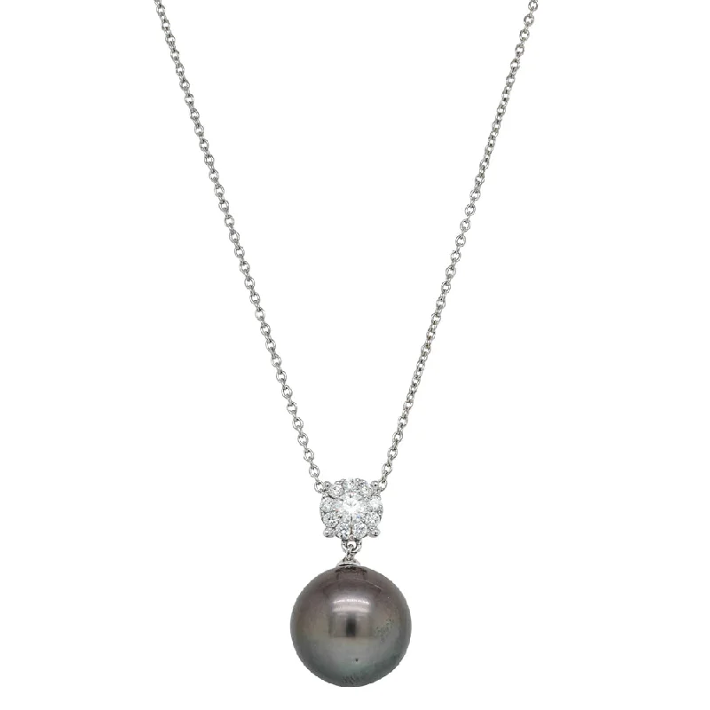 Discounted Jewelry For A Glamorous Look 18ct White Gold 13.1mm Black Pearl & Diamond Galaxy Necklace Discounted Jewelry For A Glamorous Look 18ct White Gold 13.1mm Black Pearl & Diamond Galaxy Necklace