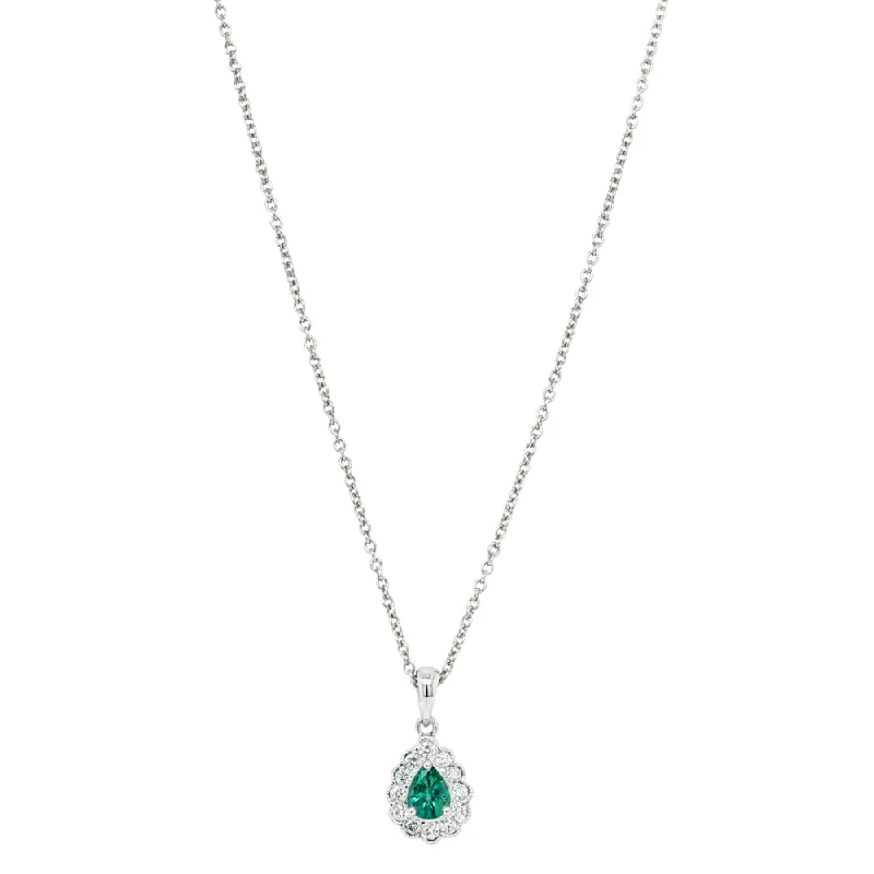 Fine Jewelry, Limited-Time Offers Available 18ct White Gold .31ct Emerald & Diamond Halo Pendant Fine Jewelry, Limited-Time Offers Available 18ct White Gold .31ct Emerald & Diamond Halo Pendant