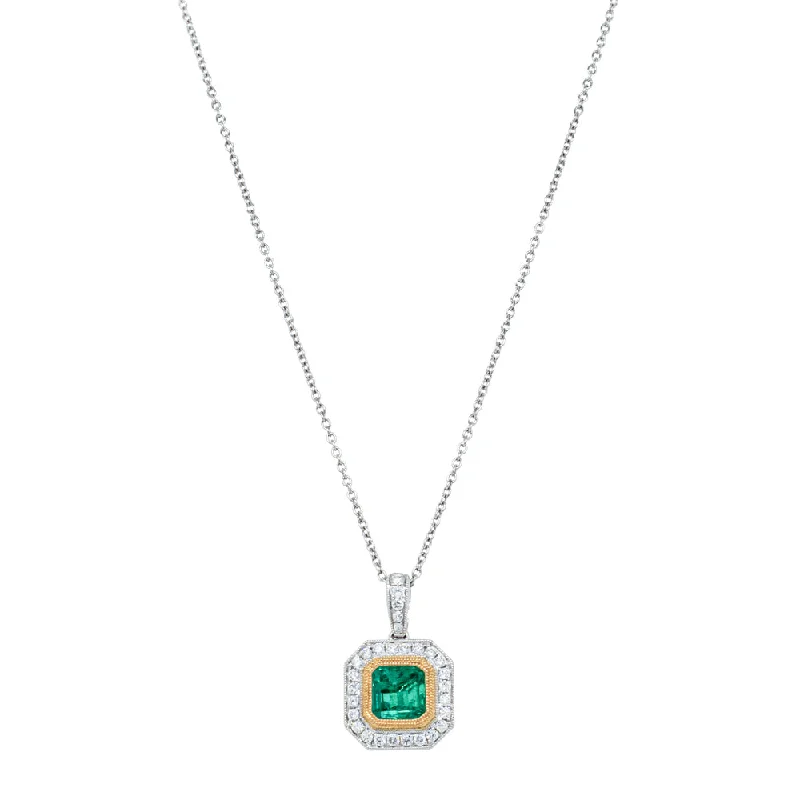Shop Dazzling Jewelry At The Best Prices 18ct White & Yellow Gold 1.84ct Emerald & Diamond Pendant Shop Dazzling Jewelry At The Best Prices 18ct White & Yellow Gold 1.84ct Emerald & Diamond Pendant