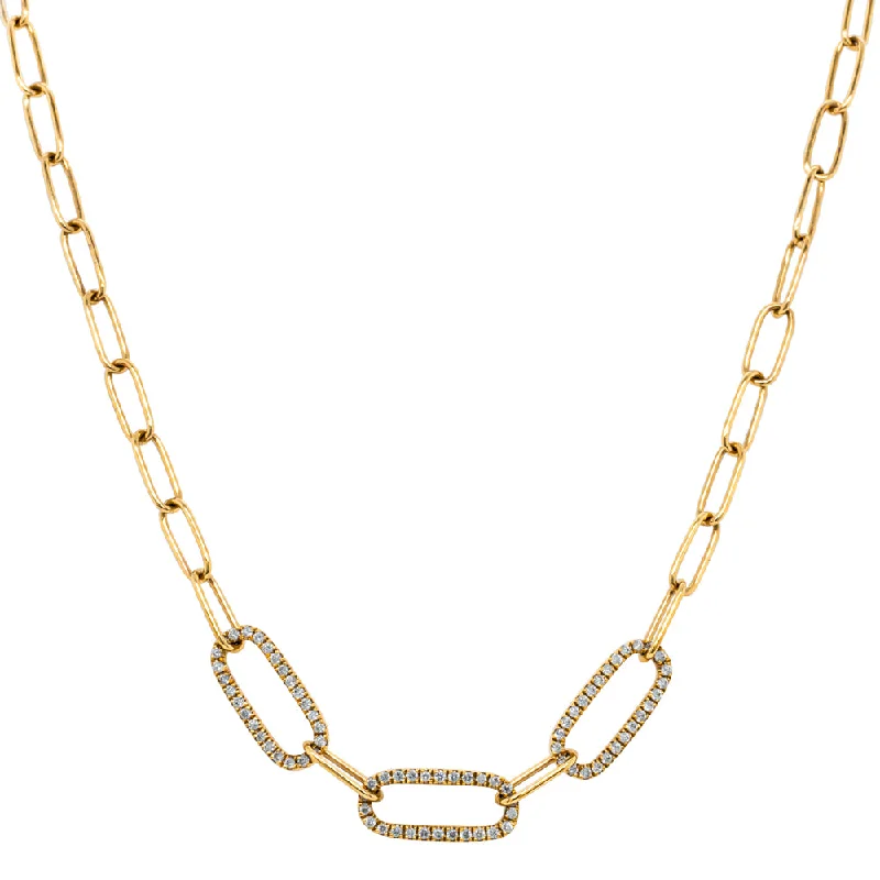 High-Quality Gemstone Jewelry For Special Occasions 9ct Yellow Gold .21ct Diamond Paperclip Link Necklace