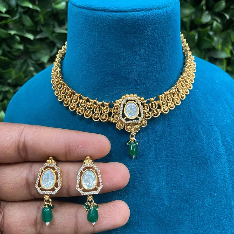 Grab Your Dream Jewelry At The Lowest Prices Amoliya Jewels Gold Plated Polki Kundan Choker Necklace Set
