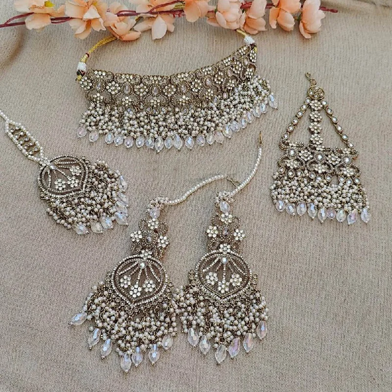 Handcrafted Beauty At Affordable Prices Anjali Jewellery Gold Plated Crystal Stone Pearl And Beads Necklace Set