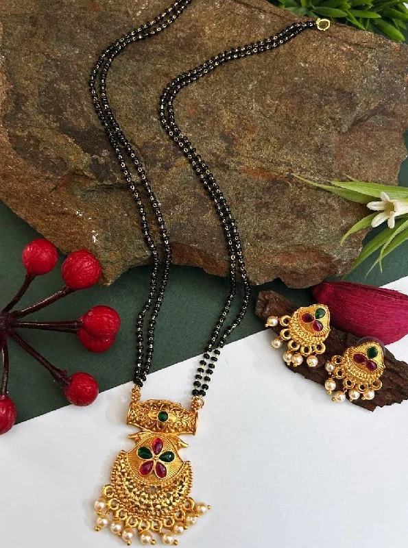 Flash Jewelry Sale – Get Stunning Pieces At Low Prices Black bead wati mani pendant Mangalya chain necklace set 18 inches