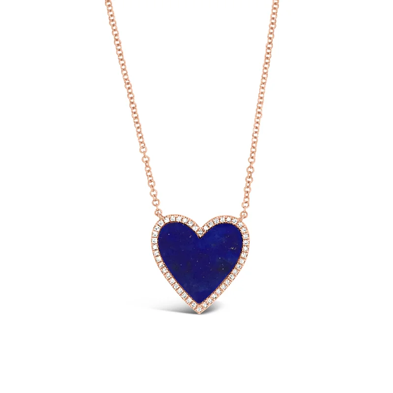 Get Your Favorite Jewelry At The Best Price Lapis & Diamond Heart Necklace