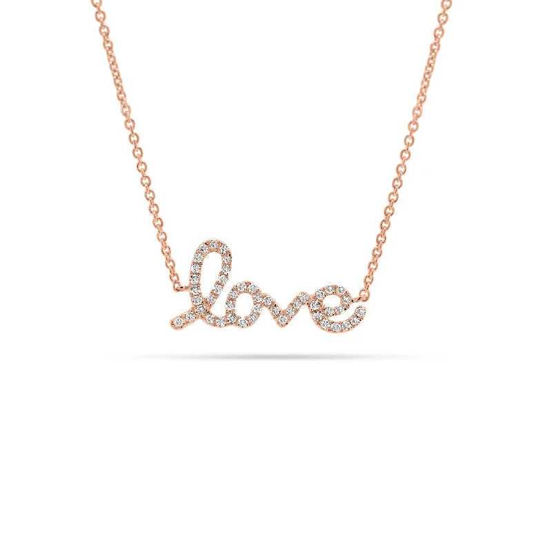 Get Ready To Sparkle – Special Jewelry Discounts Small Diamond Love Script Necklace