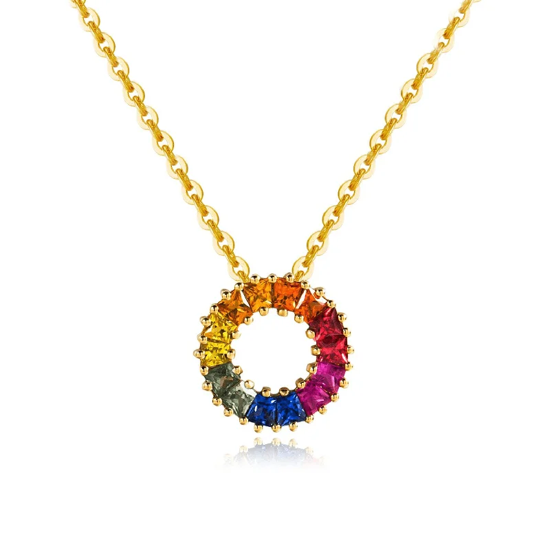 Sparkle More For Less – Jewelry Sale Happening Now FANCIME "Rainbow Ring Mini" Multi Gemstone 18K Yellow Gold Necklace Sparkle More For Less – Jewelry Sale Happening Now FANCIME "Rainbow Ring Mini" Multi Gemstone 18K Yellow Gold Necklace