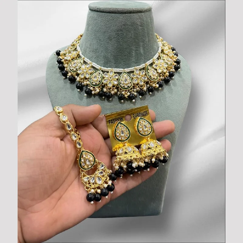 Unmissable Jewelry Clearance – Final Reductions Hira Collections Gold Plated Kundan Stone And Beads Necklace Set