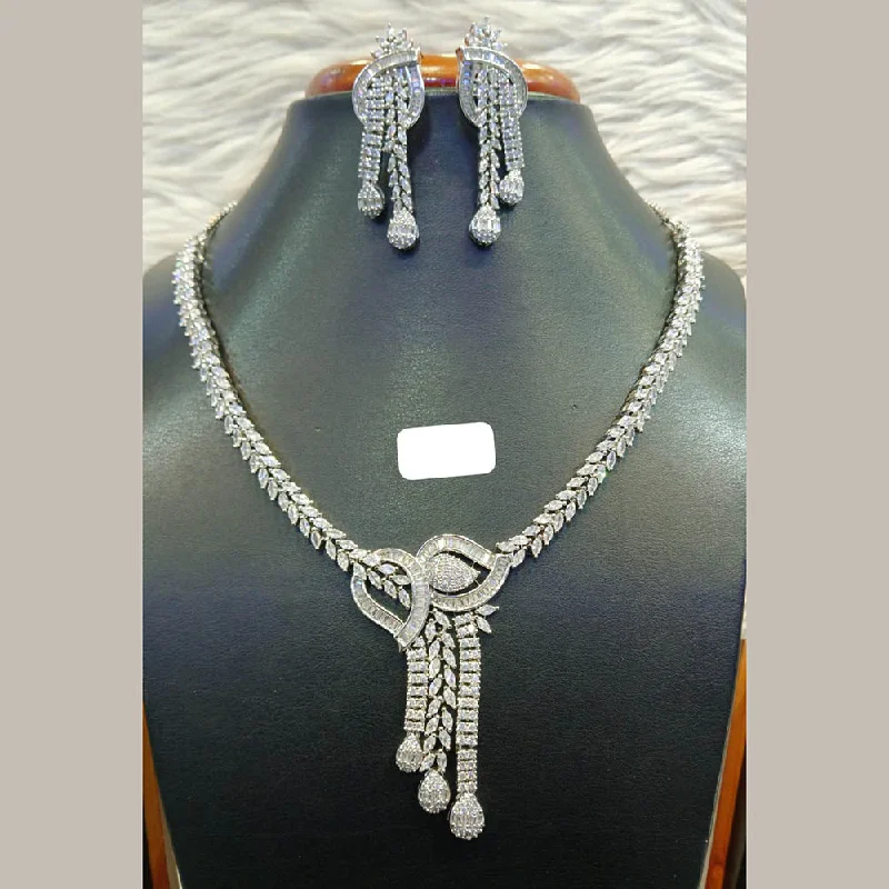 Get The Jewelry You Love At A Price You Love Jain Jewellers Silver Plated AD Necklace Set Get The Jewelry You Love At A Price You Love Jain Jewellers Silver Plated AD Necklace Set