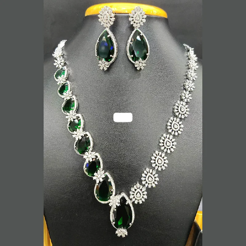 Stunning Statement Jewelry, Unbeatable Discounts Jain Jewellers Silver Plated AD Necklace Set Stunning Statement Jewelry, Unbeatable Discounts Jain Jewellers Silver Plated AD Necklace Set