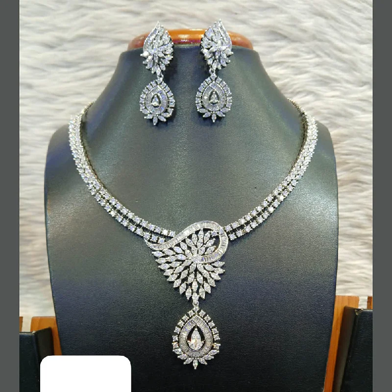 Exclusive Online Jewelry Sale – Don't Wait Jain Jewellers Silver Plated AD Necklace Set Exclusive Online Jewelry Sale – Don't Wait Jain Jewellers Silver Plated AD Necklace Set
