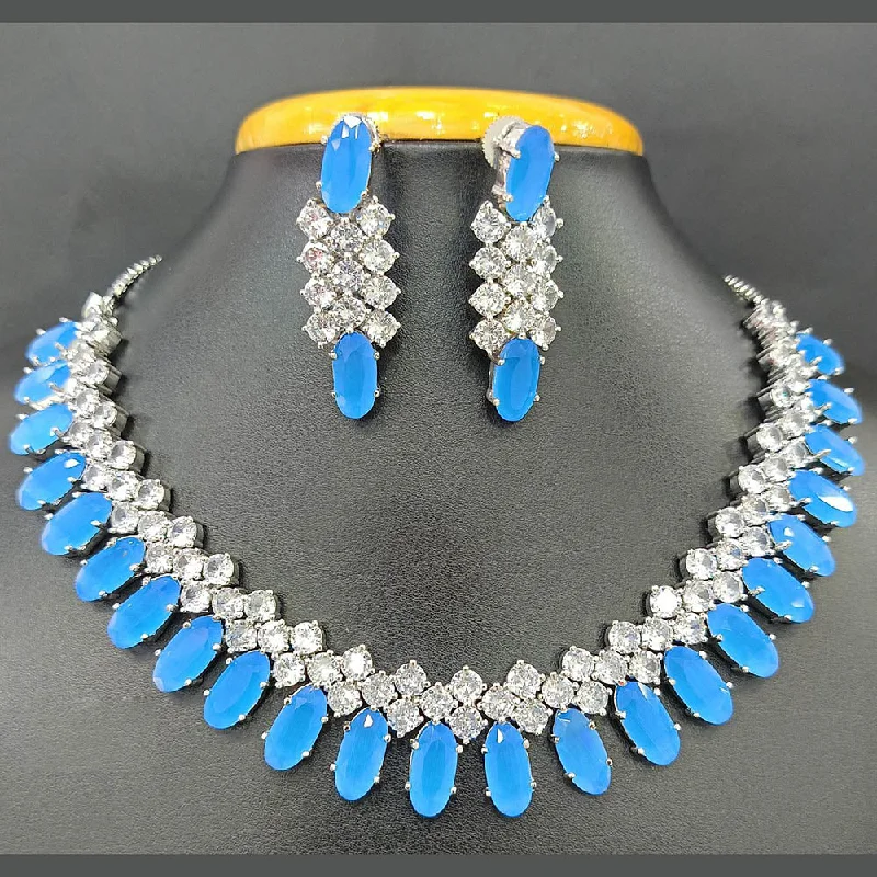 Luxury Jewelry Without The Luxury Price Tag Jain Jewellers Silver Plated AD Necklace Set Luxury Jewelry Without The Luxury Price Tag Jain Jewellers Silver Plated AD Necklace Set