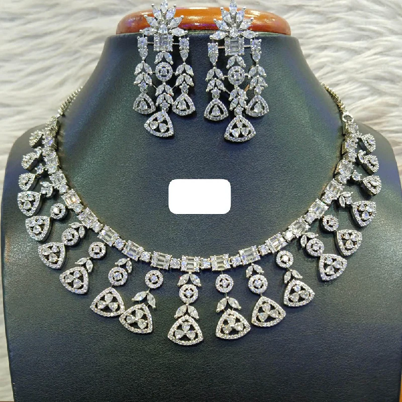 The Perfect Jewelry Piece At The Perfect Discount Jain Jewellers Silver Plated AD Necklace Set The Perfect Jewelry Piece At The Perfect Discount Jain Jewellers Silver Plated AD Necklace Set
