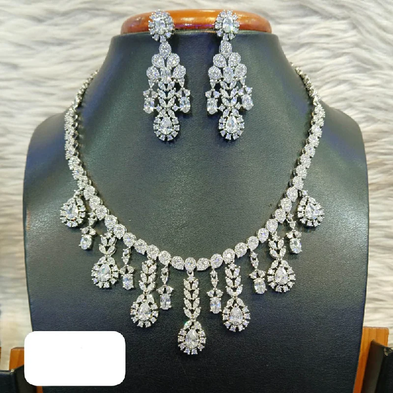 Timeless Elegance, Temporary Discounts – Act Fast Jain Jewellers Silver Plated AD Necklace Set Timeless Elegance, Temporary Discounts – Act Fast Jain Jewellers Silver Plated AD Necklace Set