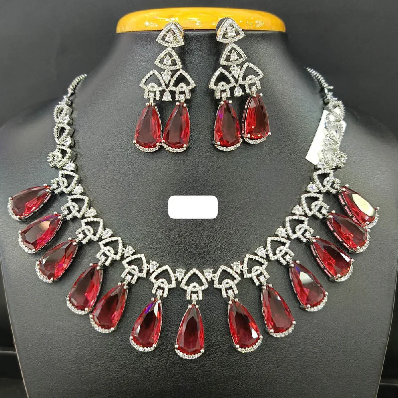 Glamorous Jewelry, Glamorous Deals – Shop Now Jain Jewellers Silver Plated AD Necklace Set Glamorous Jewelry, Glamorous Deals – Shop Now Jain Jewellers Silver Plated AD Necklace Set