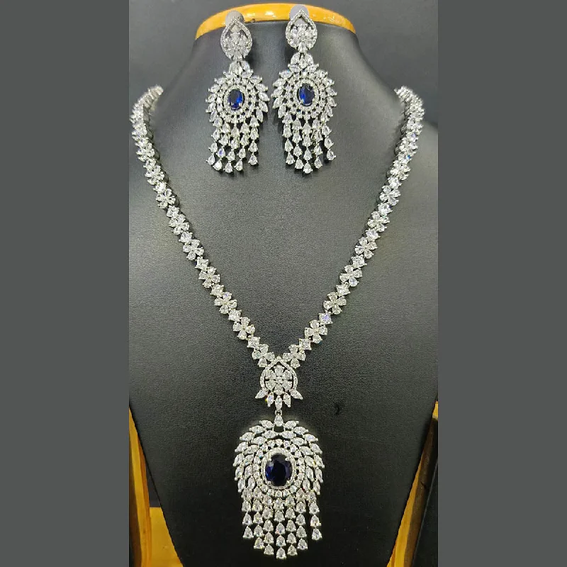 Classic And Modern Jewelry Styles On Sale Jain Jewellers Silver Plated AD Necklace Set Classic And Modern Jewelry Styles On Sale Jain Jewellers Silver Plated AD Necklace Set