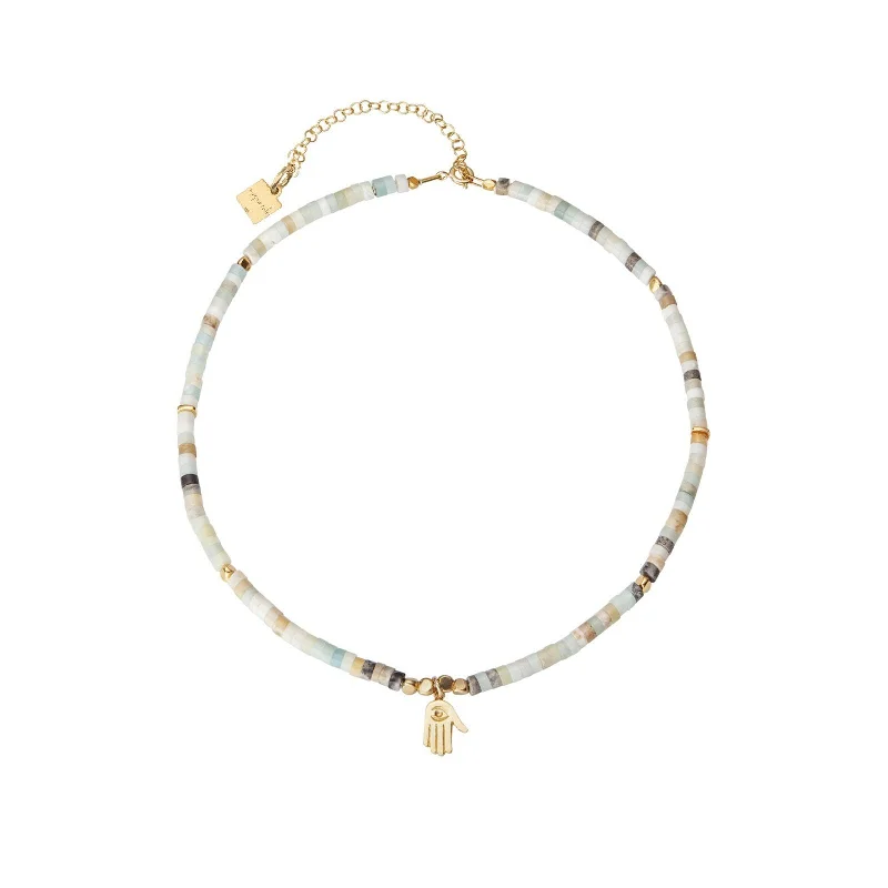 Seasonal Jewelry Deals – Elevate Your Style Pukar Fatima Hand 18K Gold Plated Necklace w. Amazonite Seasonal Jewelry Deals – Elevate Your Style Pukar Fatima Hand 18K Gold Plated Necklace w. Amazonite