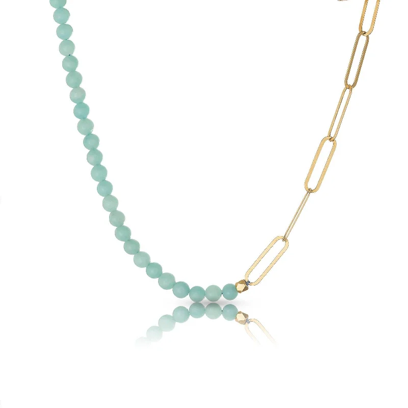 Premium Diamond Jewelry At Once-In-A-Lifetime Discounts Shasa 18K Gold Plated Necklace w. Amazonite Premium Diamond Jewelry At Once-In-A-Lifetime Discounts Shasa 18K Gold Plated Necklace w. Amazonite