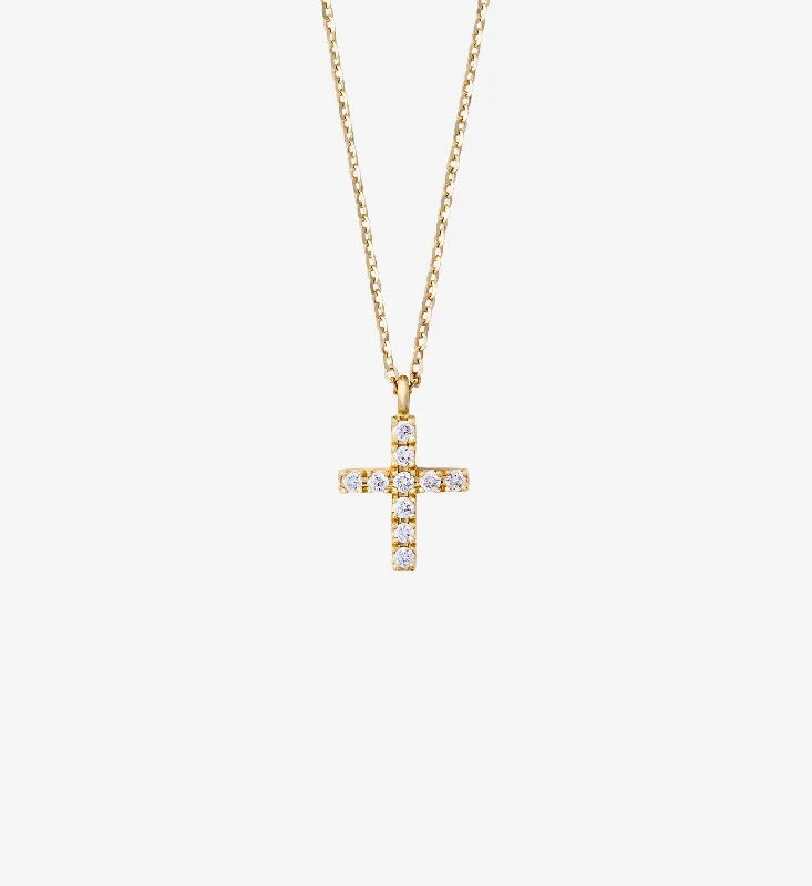 Limited-Stock Jewelry Clearance – Grab Your Favorites Now Diamond Cross Necklace 0.10 in 14K Yellow Gold