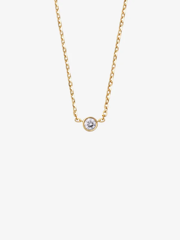 Shop High-Quality Jewelry At Jaw-Dropping Discounts Bezel Diamond 0.05 14K Gold Necklace w. Diamond Shop High-Quality Jewelry At Jaw-Dropping Discounts Bezel Diamond 0.05 14K Gold Necklace w. Diamond