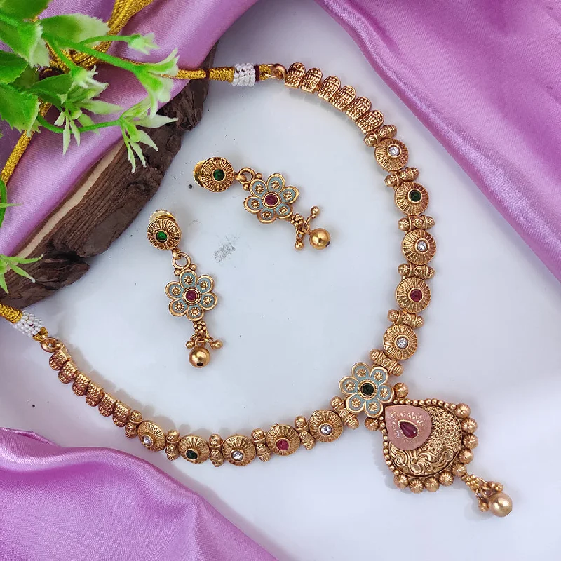 Exclusive Jewelry Offers – Shine For Less Raj Creations Gold Plated Pota Stone Meenakari Necklace Set Exclusive Jewelry Offers – Shine For Less Raj Creations Gold Plated Pota Stone Meenakari Necklace Set