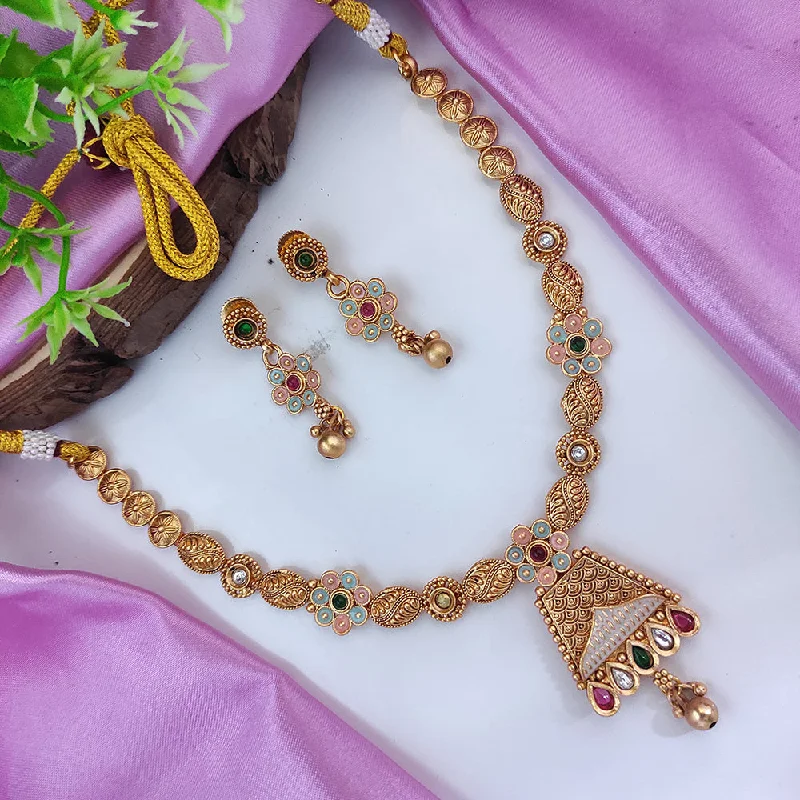 Premium Jewelry At Special Low Prices For A Limited Time Raj Creations Gold Plated Pota Stone Meenakari Necklace Set