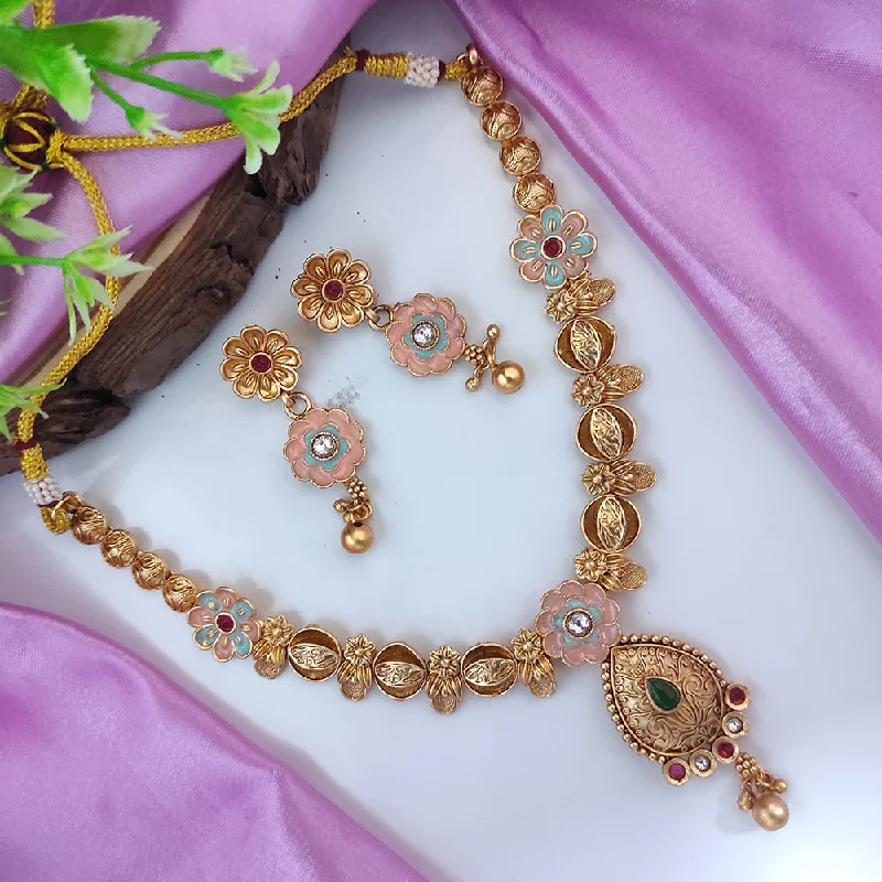 Unmissable Discounts On Timeless Jewelry Pieces Raj Creations Gold Plated Pota Stone Meenakari Necklace Set