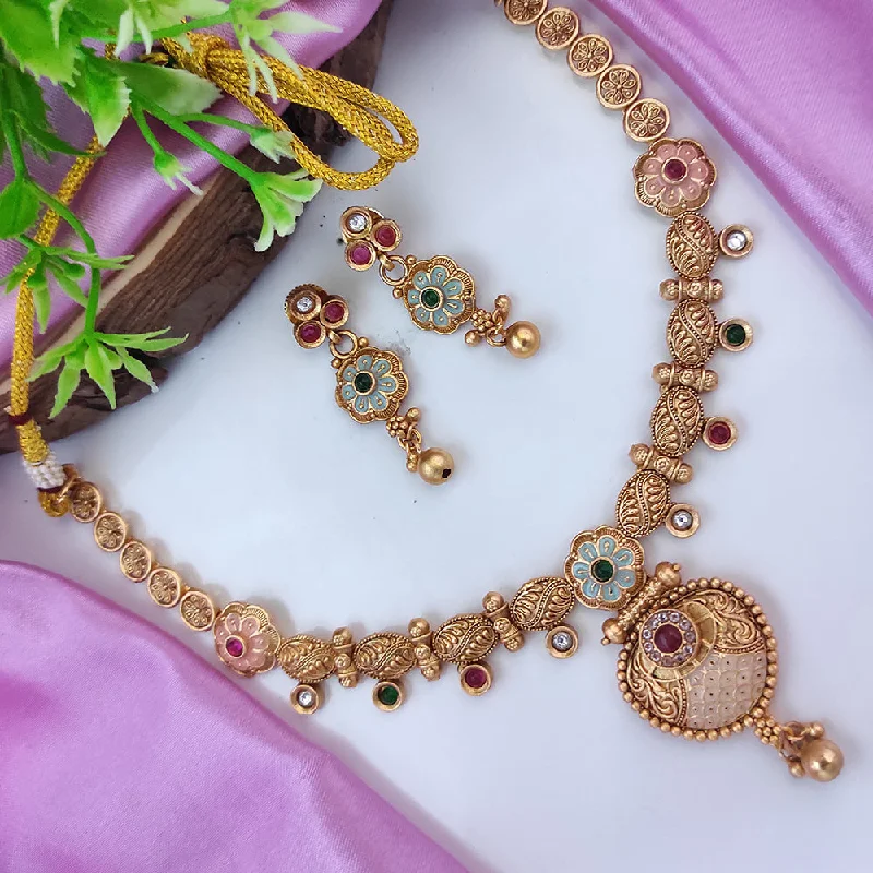 Exclusive Jewelry Discounts – Shop Now For Savings Raj Creations Gold Plated Pota Stone Meenakari Necklace Set