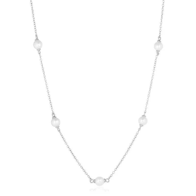 Handmade Pearl Jewelry For Timeless Elegance Padua Cinque Silver Necklace w. White Pearls Handmade Pearl Jewelry For Timeless Elegance Padua Cinque Silver Necklace w. White Pearls