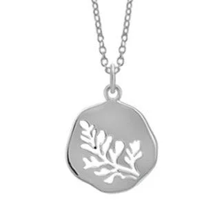 Get The Jewelry You Love At A Price You Love Silver Circular Pendant Necklace with Leaf Cutout
