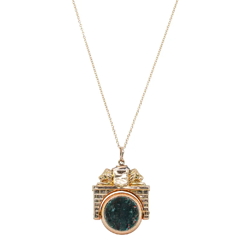 Personalized Jewelry At Special Discount Rates Vintage 9ct Yellow Gold Bloodstone Spinner Pendant