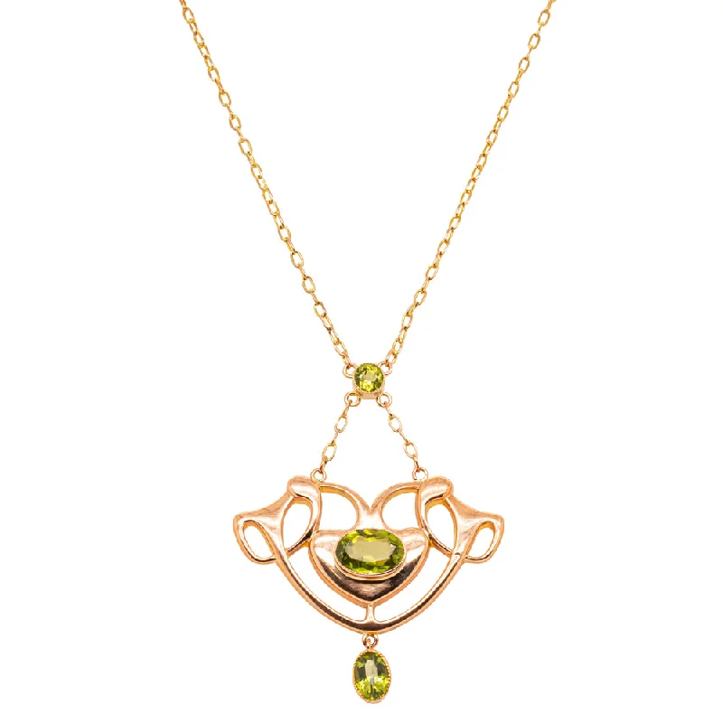 Special Deals On Handcrafted And Designer Jewelry Vintage 9ct Yellow Gold Edwardian Peridot Pendant
