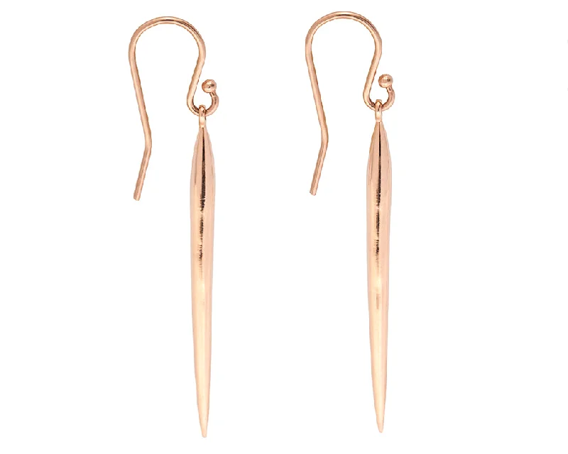 High-Quality Gemstone Jewelry For Special Occasions 14K Gold Tapered Skinny Drop Earrings