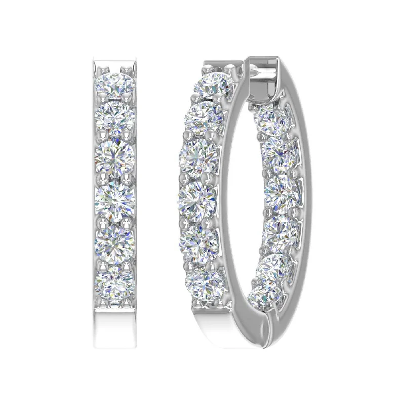 Upgrade Your Jewelry Collection For Less 2 Carat (ctw) Inside Out Diamond Hoop Earrings in Gold
