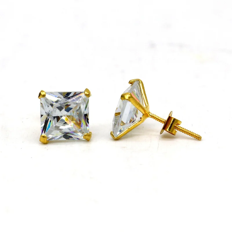 Limited Stock On Premium Jewelry At Low Prices 8mm 14kt yellow gold handmade single cubic zircon stone square shape stud earring cartilage customized unisex jewelry er179 Limited Stock On Premium Jewelry At Low Prices 8mm 14kt yellow gold handmade single cubic zircon stone square shape stud earring cartilage customized unisex jewelry er179