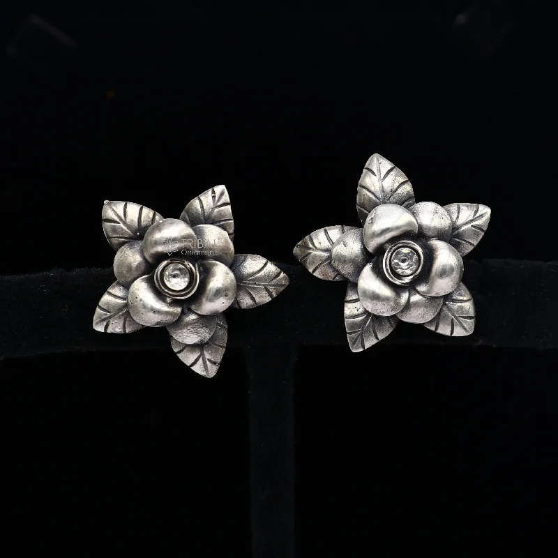 Exclusive Online Jewelry Sale – Don't Wait 925 sterling silver handmade floral design Stud earring with single stone fancy girl's earring brides jewelry from india S1254 Exclusive Online Jewelry Sale – Don't Wait 925 sterling silver handmade floral design Stud earring with single stone fancy girl's earring brides jewelry from india S1254